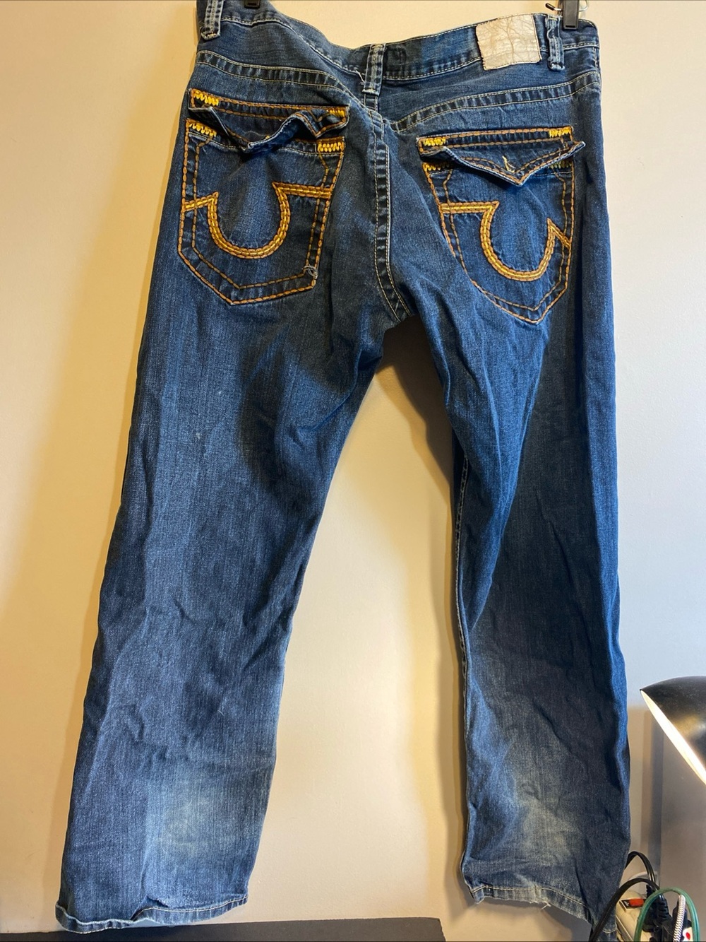 King Maker Men’s Jeans Size 42x32 Medium Wash Blue Embroidered Vintage Y2K Baggy